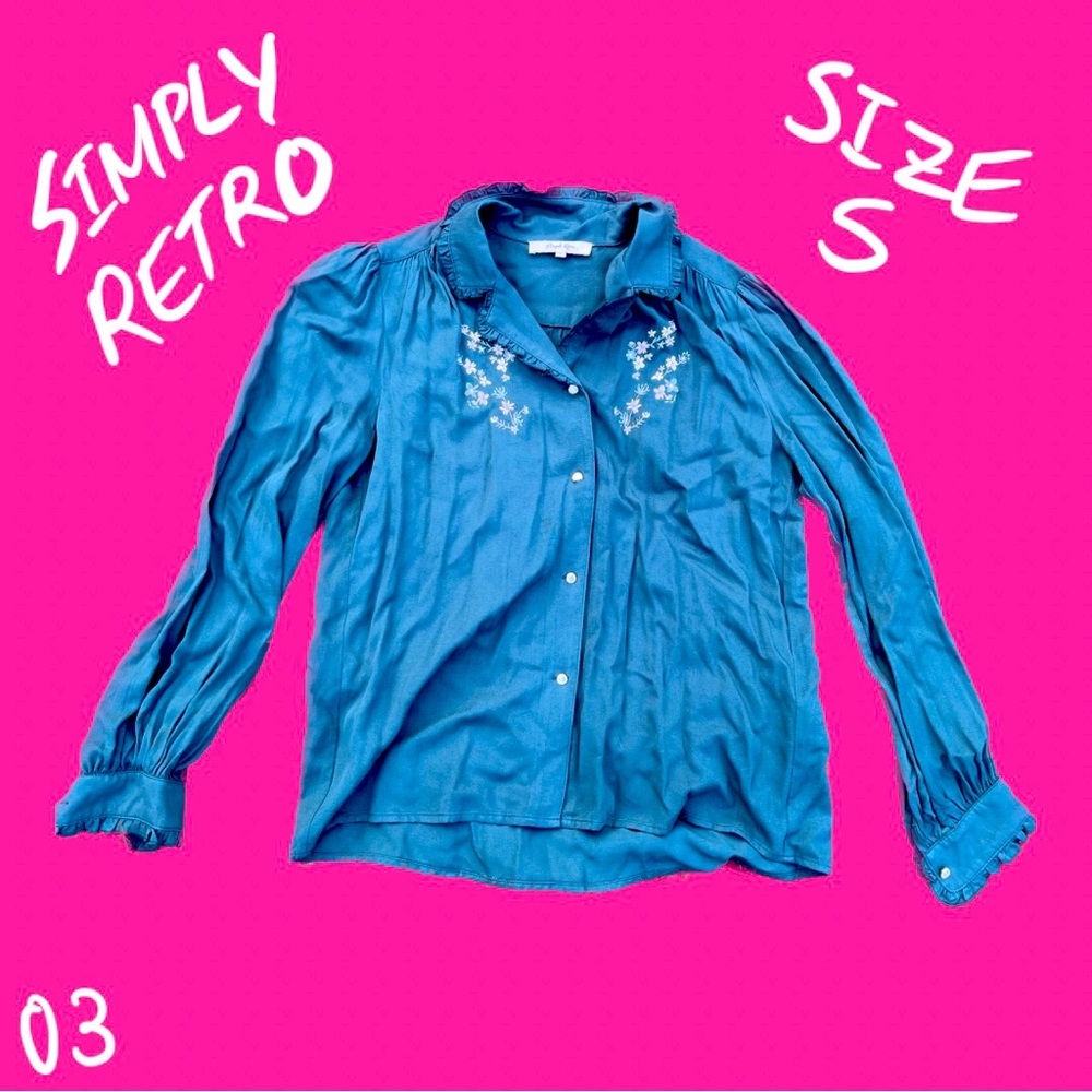 Simply Retro Green Flower Blouse